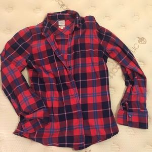 J. Crew Factory Perfect Fit Plaid Shirt M Red